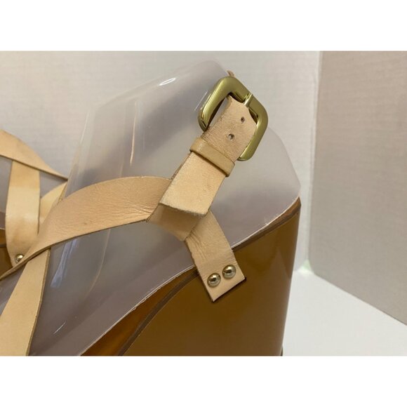 Arezzo Brazilian Studded Platform Wedges Women EU 39 US 8 Leather Strappy Sandal - Picture 7 of 14